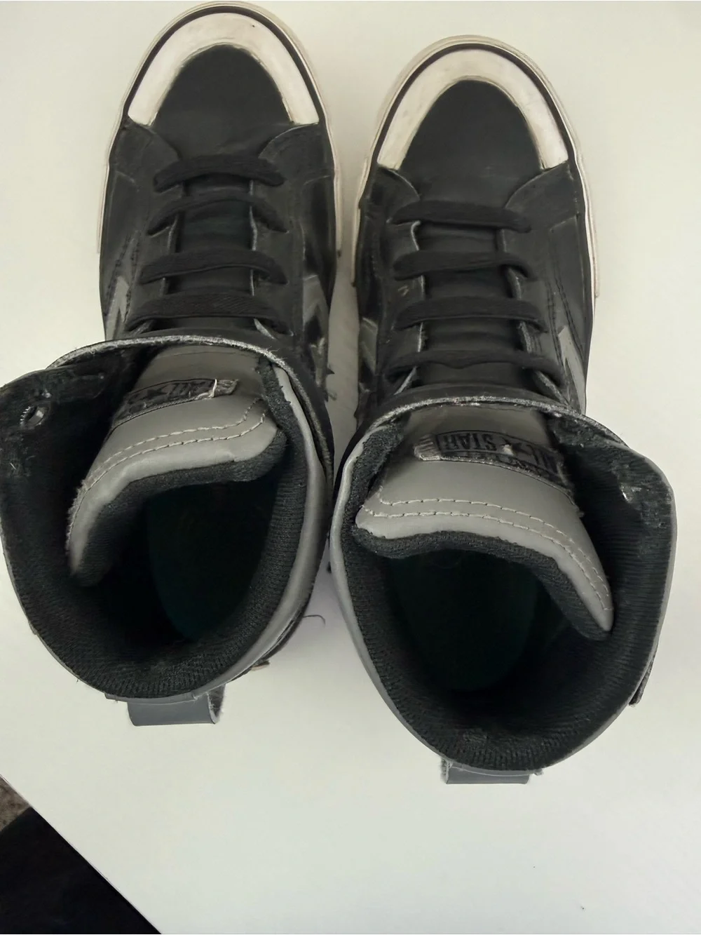 Converse Kids Black and Gray High-Top Sneakers with Star Logo